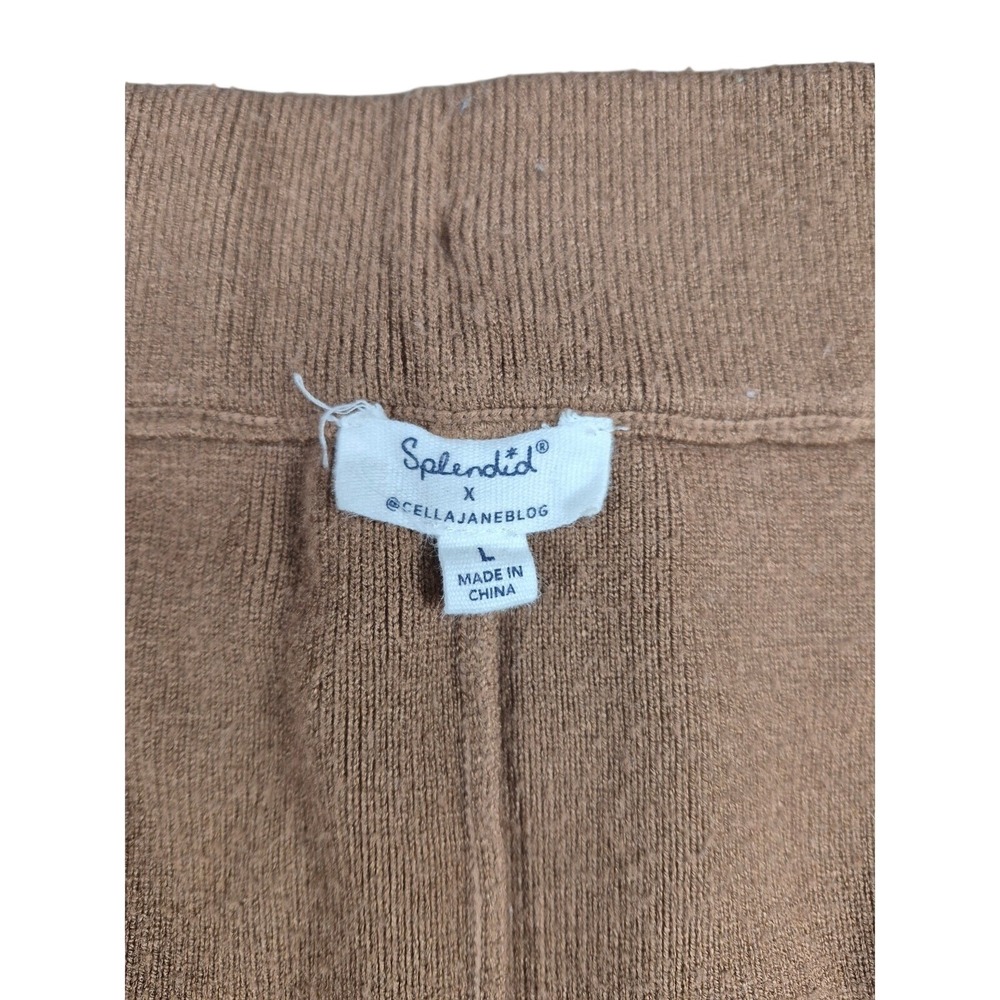 Splendid x Cella Jane Brown Knit Wide Leg Drawstring Loungewear Pants Large - Picture 4 of 6